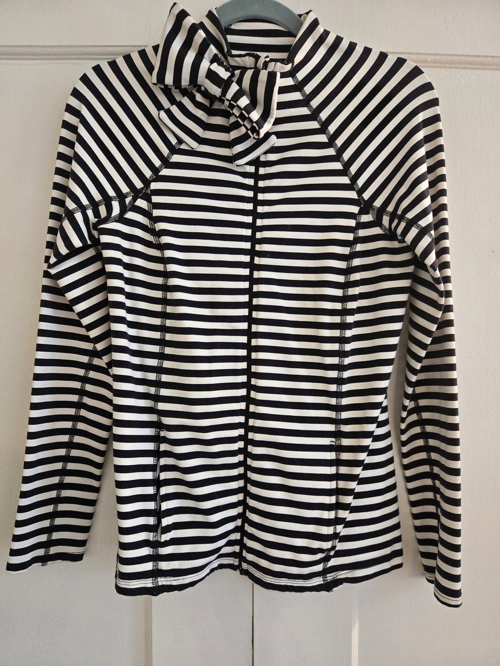 Kate Spade Striped Bow-Accent Long Sleeve Jacket - Black & White